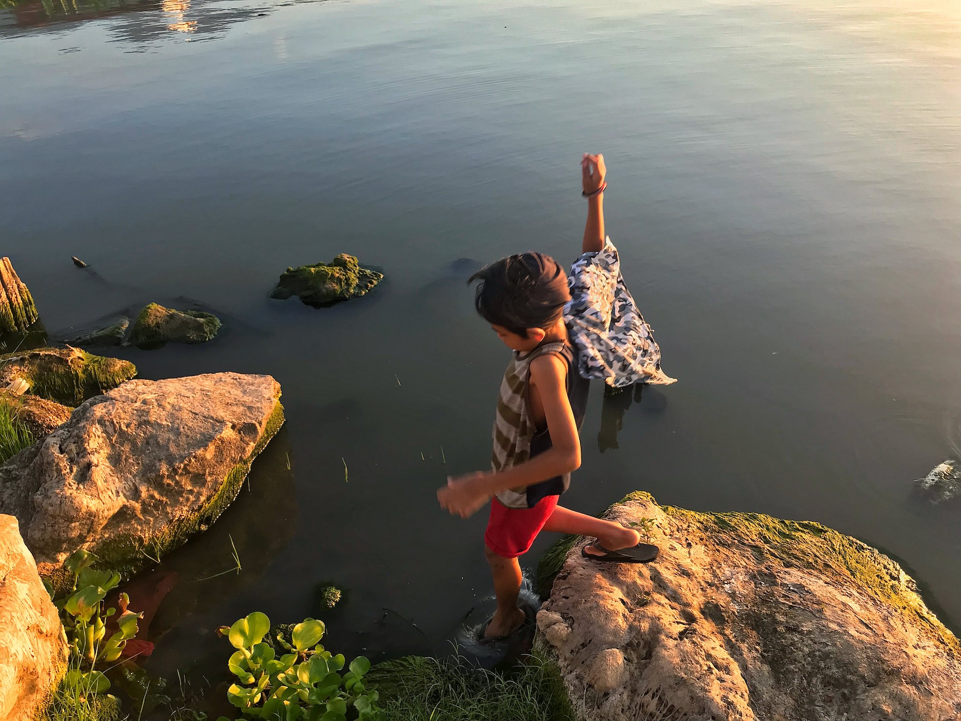 Child on rocks