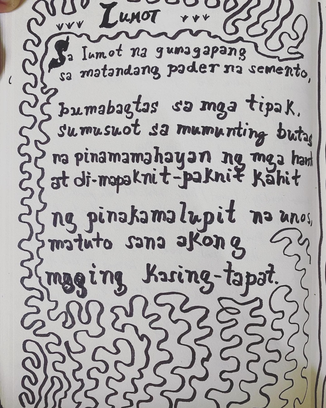Handwritten Lumot poem