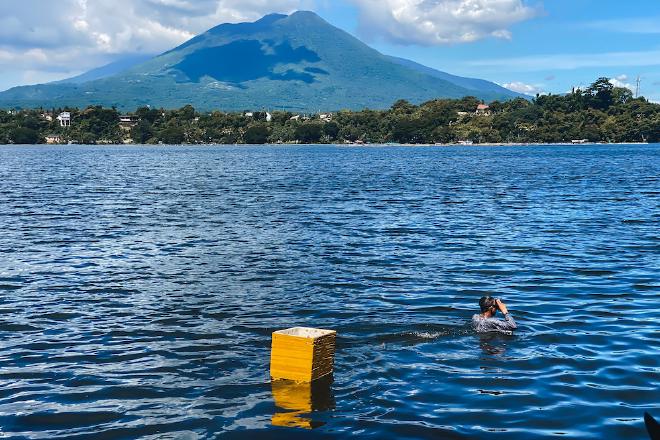 A man diving at Sampaloc lake