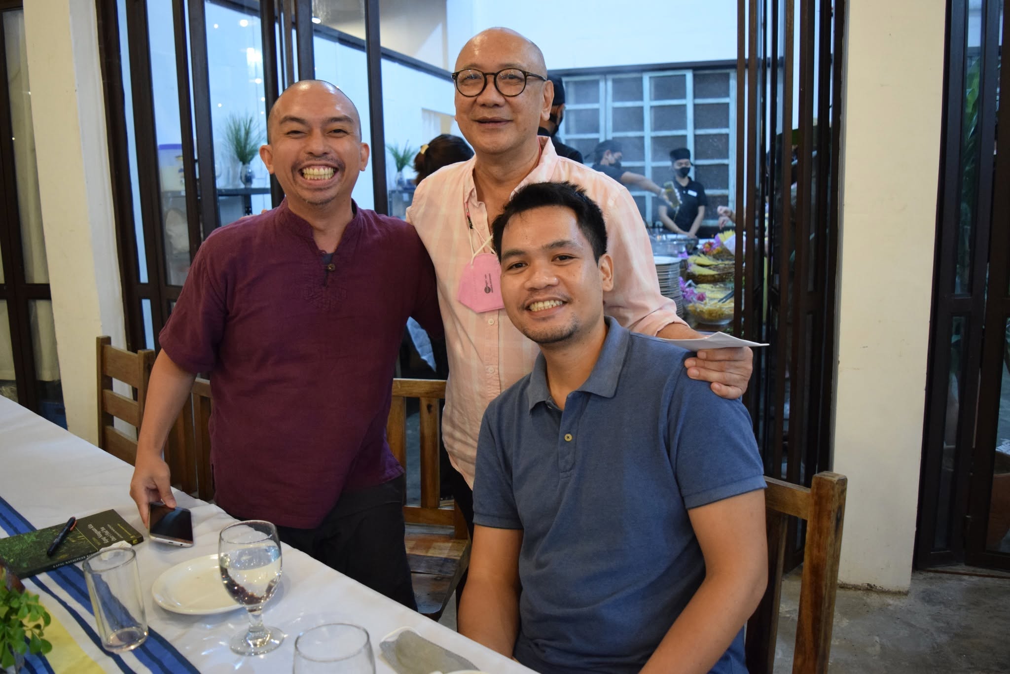 Rem Tanauan, Rofel Brion, and I at Casa San Pablo at San Pablo City during the launch of Rofel's *Saglit* on October 15, 2022.