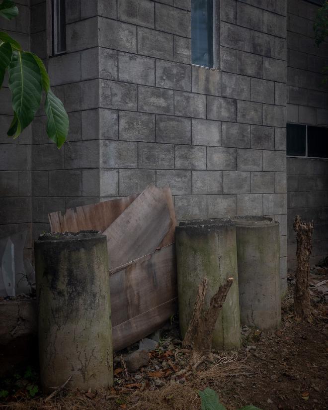 Concrete tubes on a wall