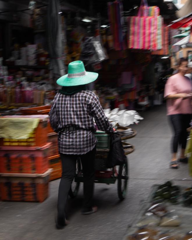 Lady vendor walking