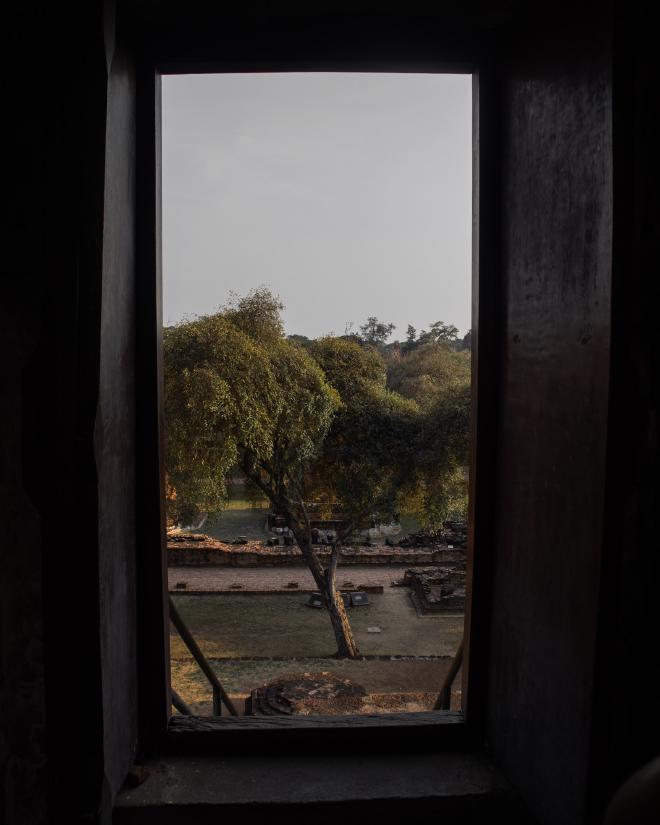 Window view at an Ayutthaya wat